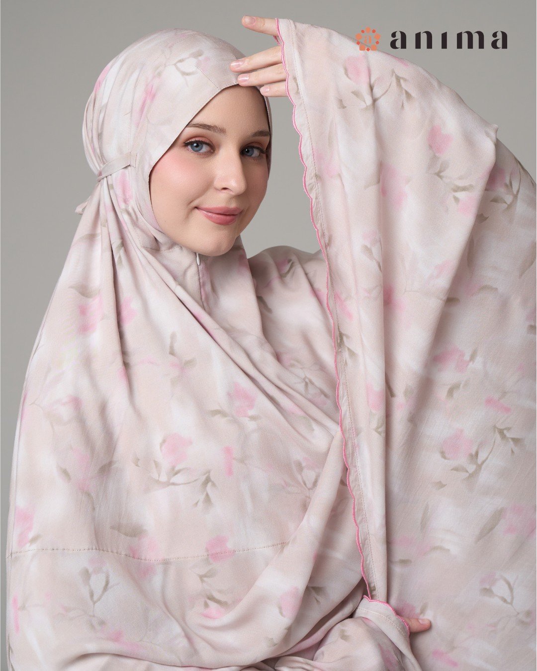 Mukena Daisy Series 02 Bordir Pink Motif Mint Pink - Gambar 5