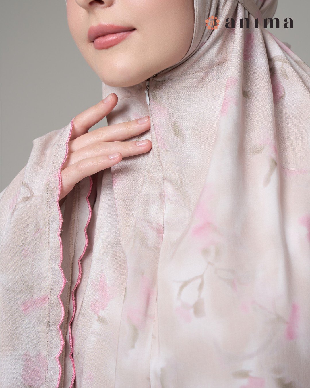 Mukena Daisy Series 02 Bordir Pink Motif Mint Pink - Gambar 4