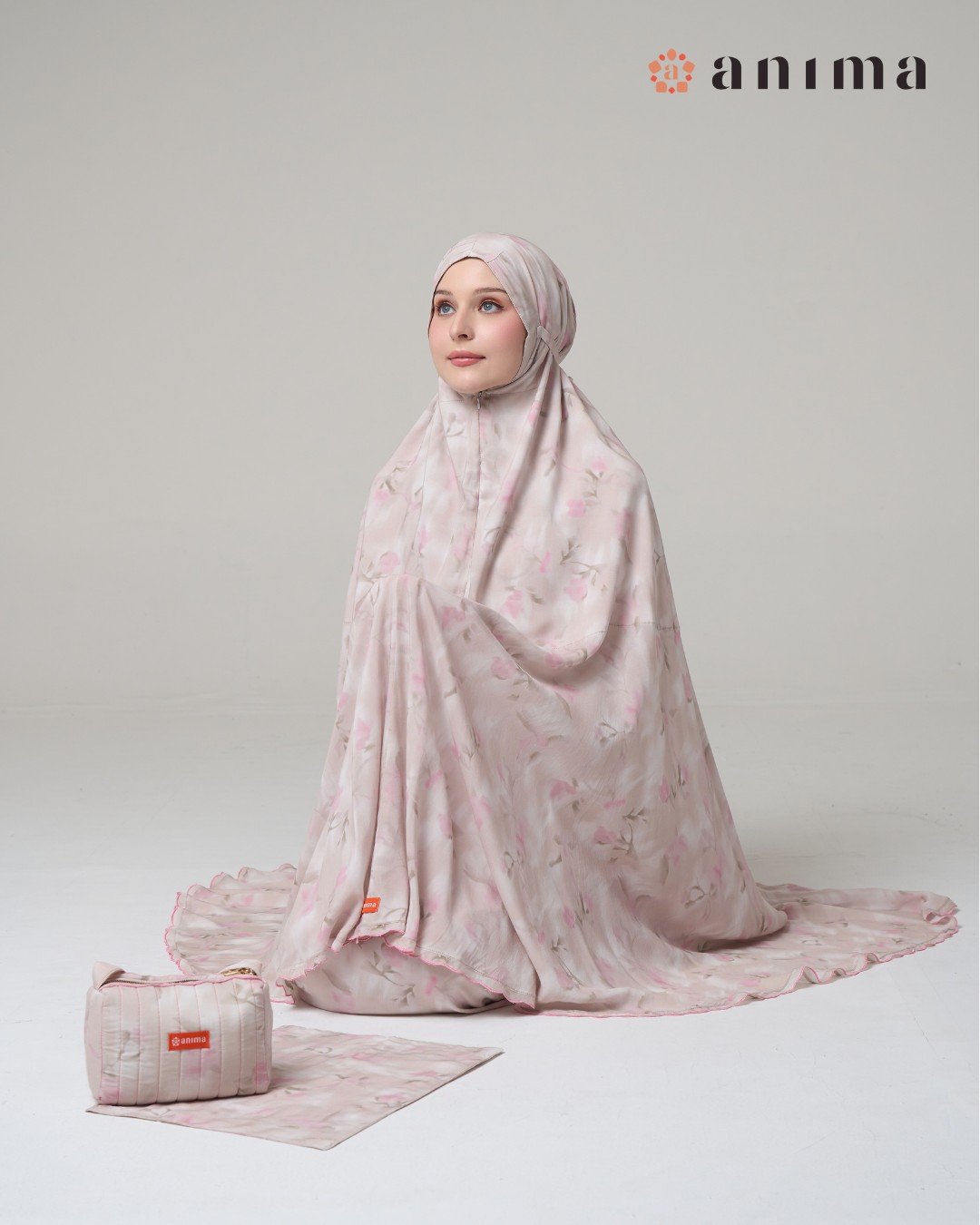 Mukena Daisy Series 02 Bordir Pink Motif Mint Pink - Gambar 2